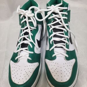 Nike Green and White High-Top Sneakers